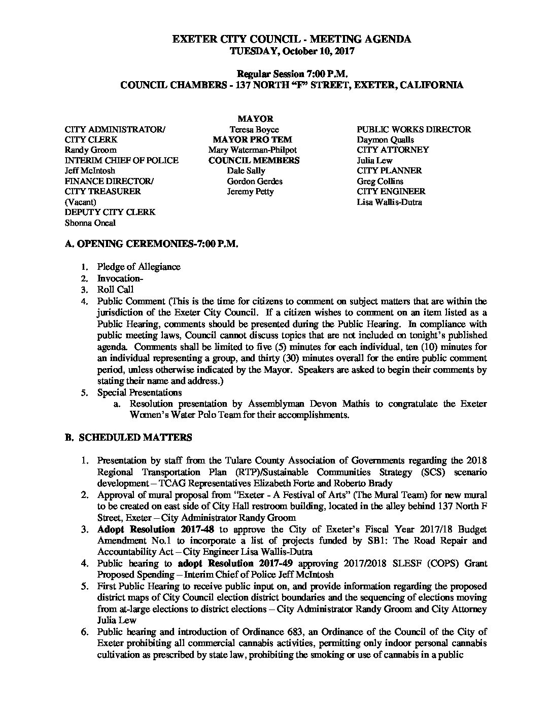 CC Agenda OCT 10 2017