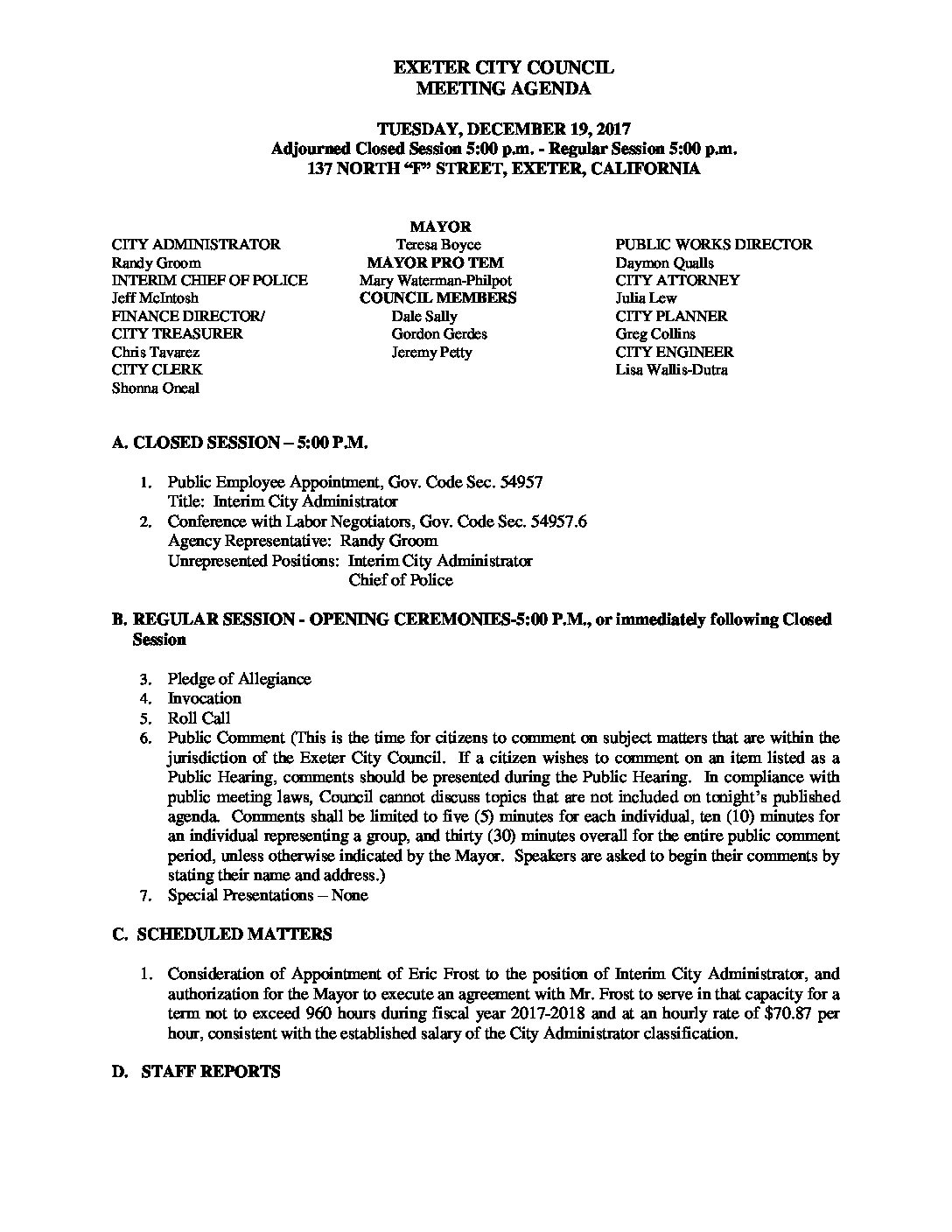 Adjourned Regular CC Agenda