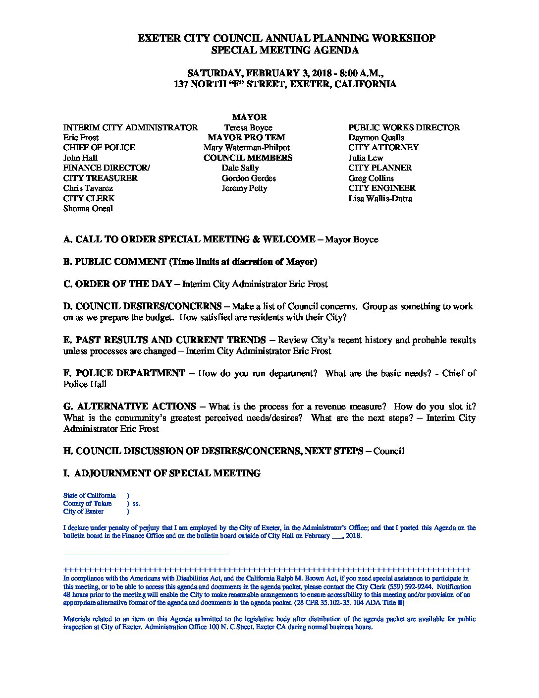CC Spcl Mtg Agenda FEB 3 2018