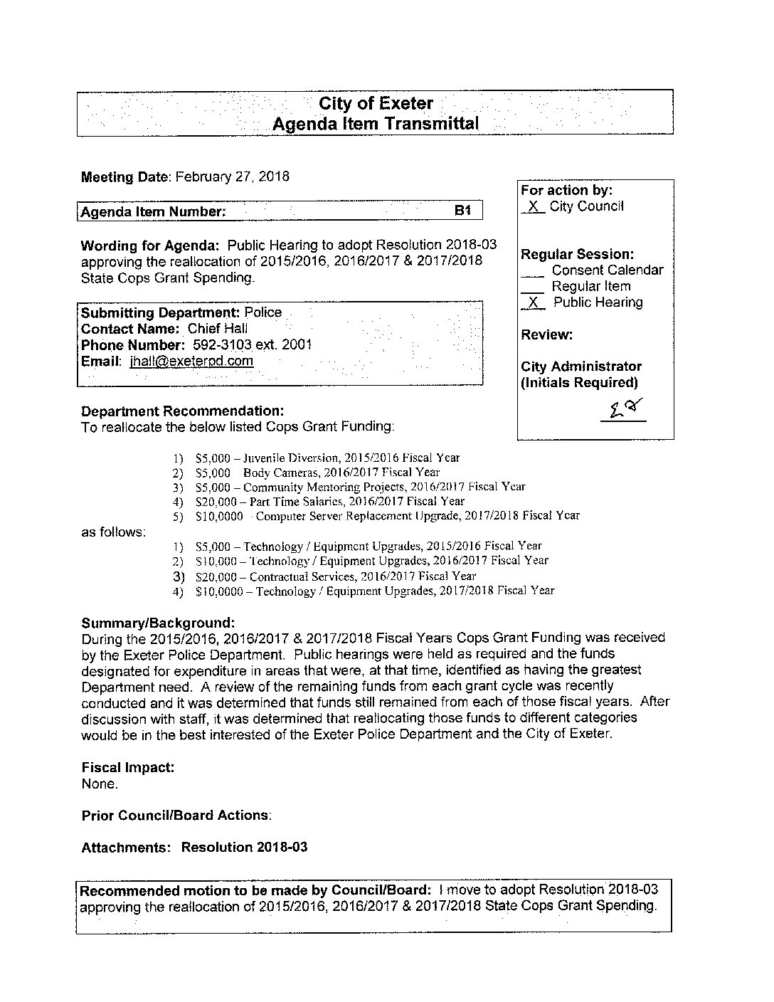 Staff Reports 022718