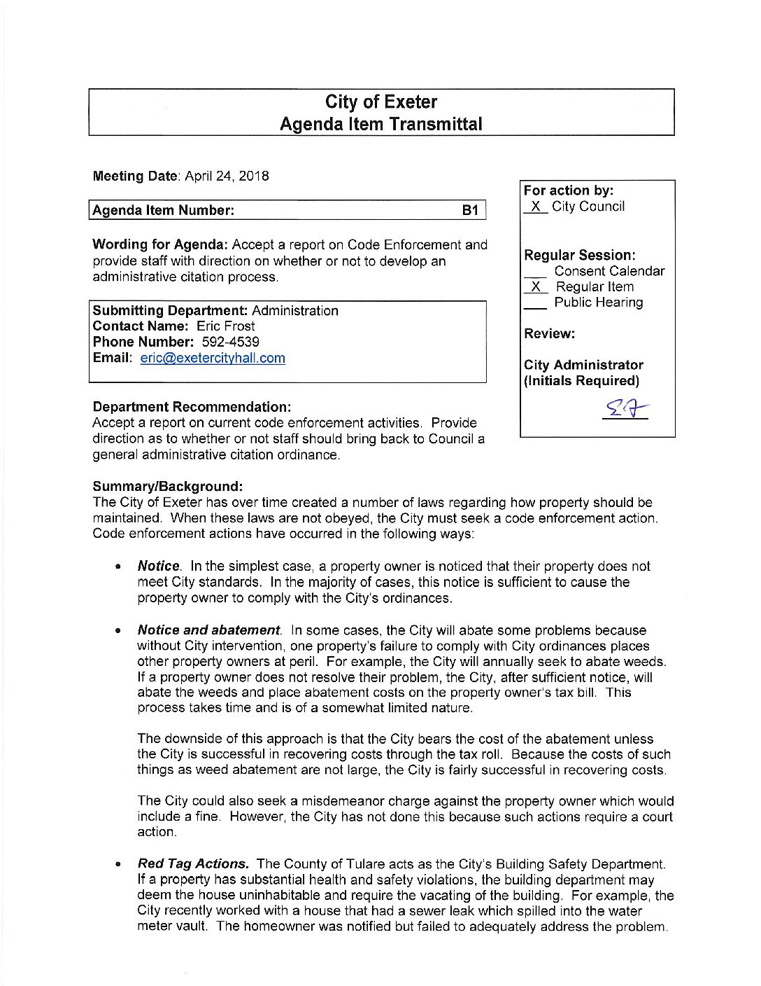 Staff Reports 042418