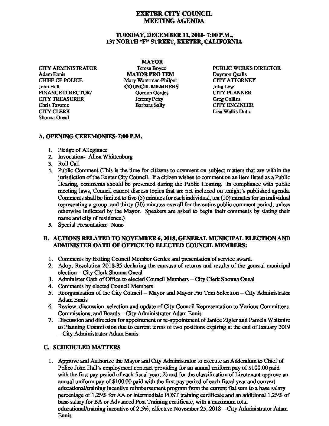 CC Agenda DEC 11 18