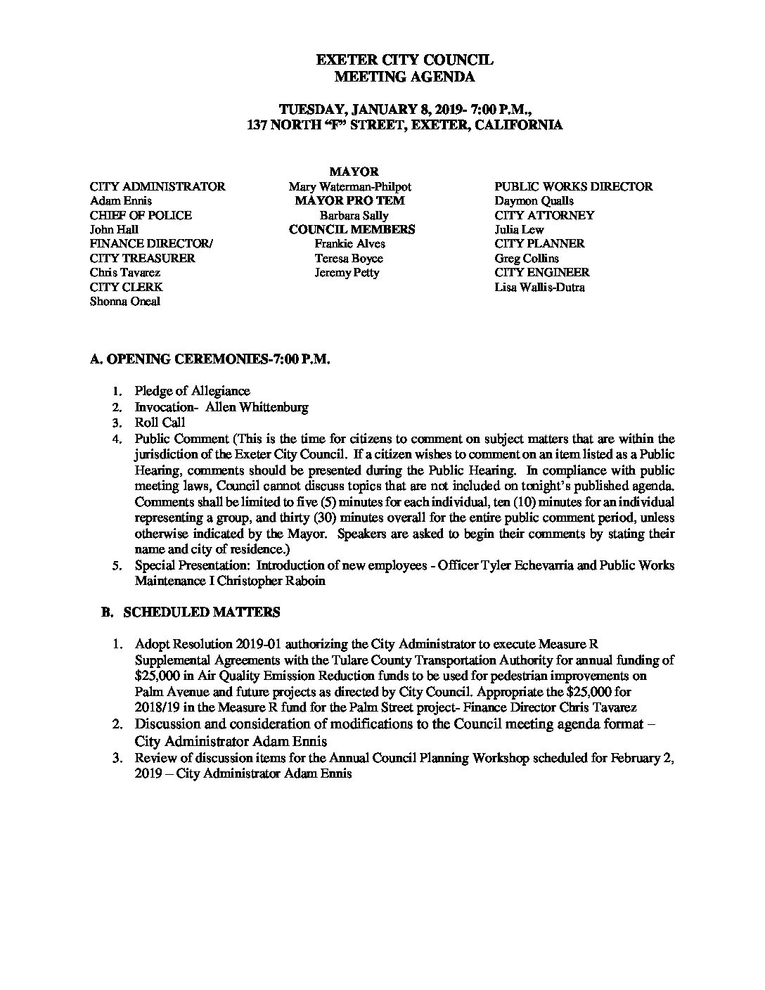CC Agenda JAN 8 19