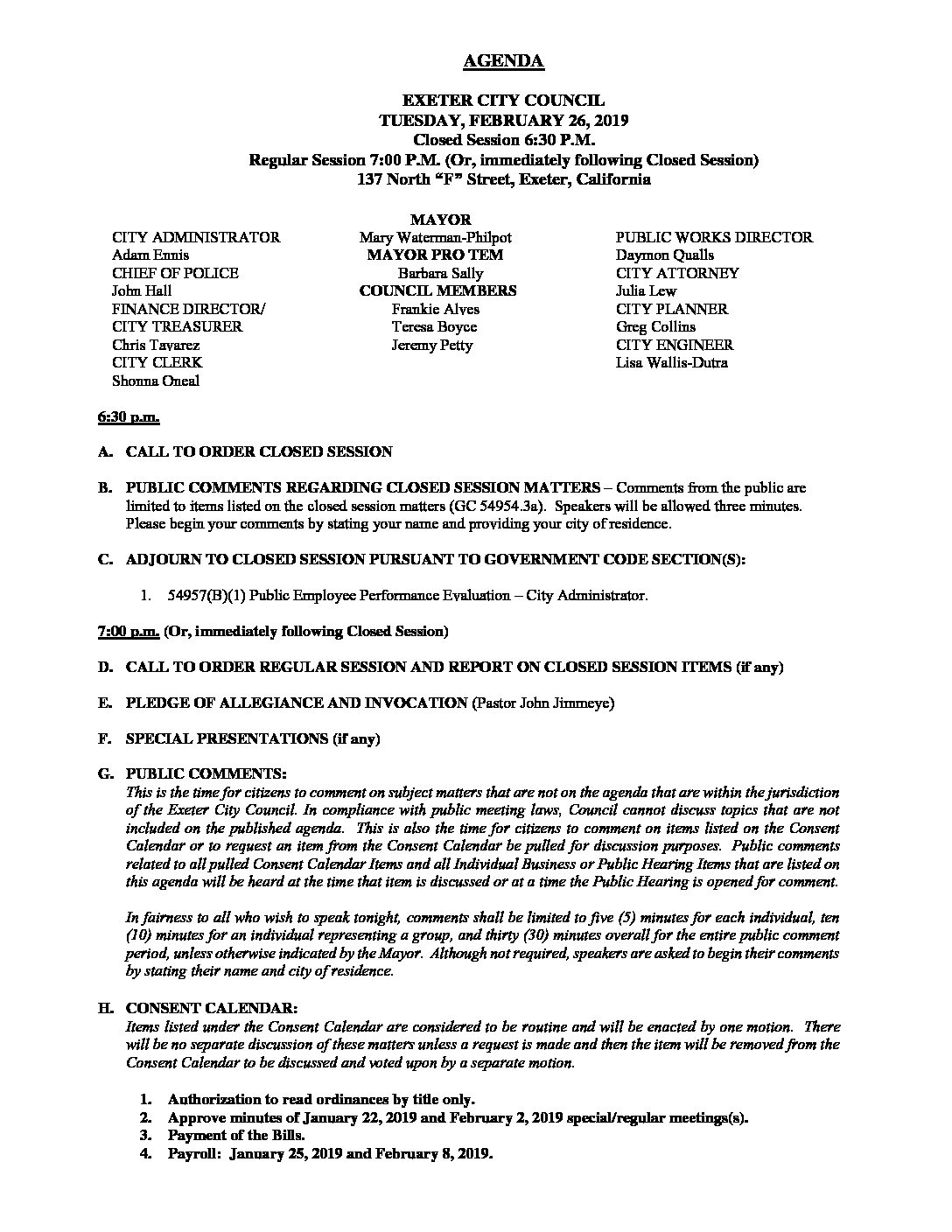 CC Agenda Feb 26 19