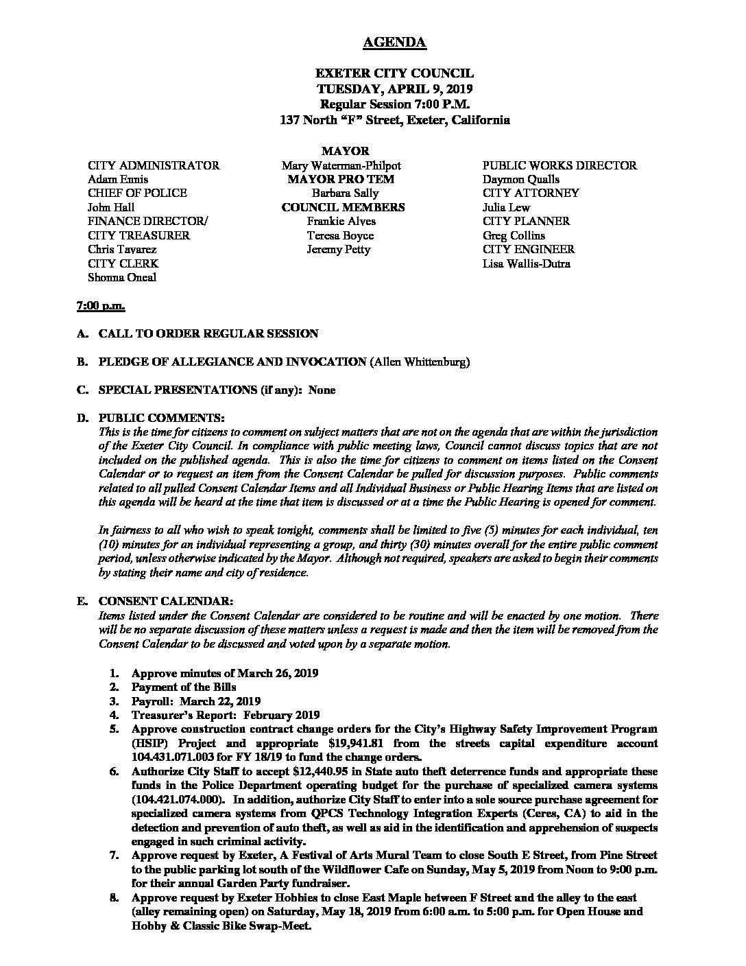 CC Agenda 040919