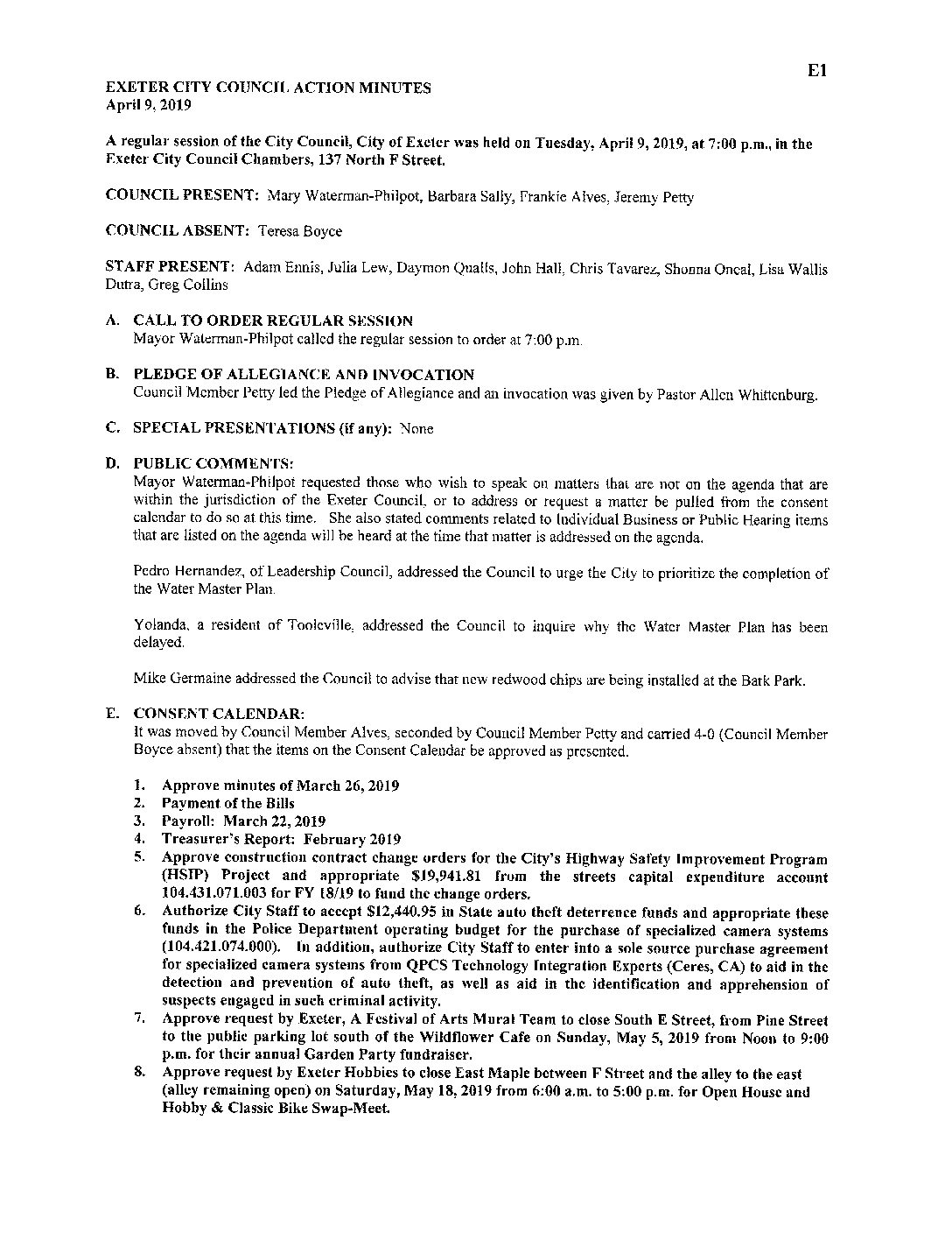 CC Staff Reports 042319