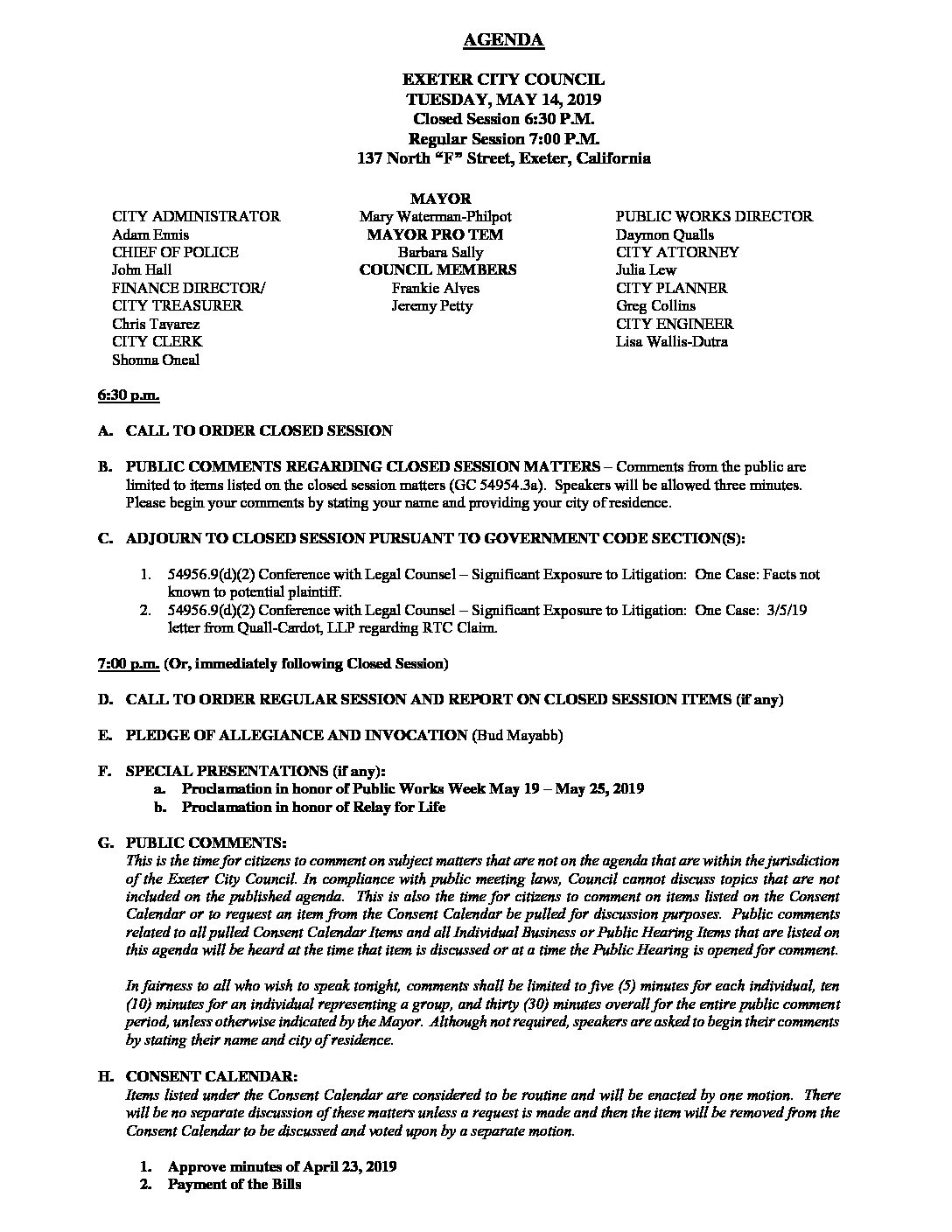 CC Agenda 051419