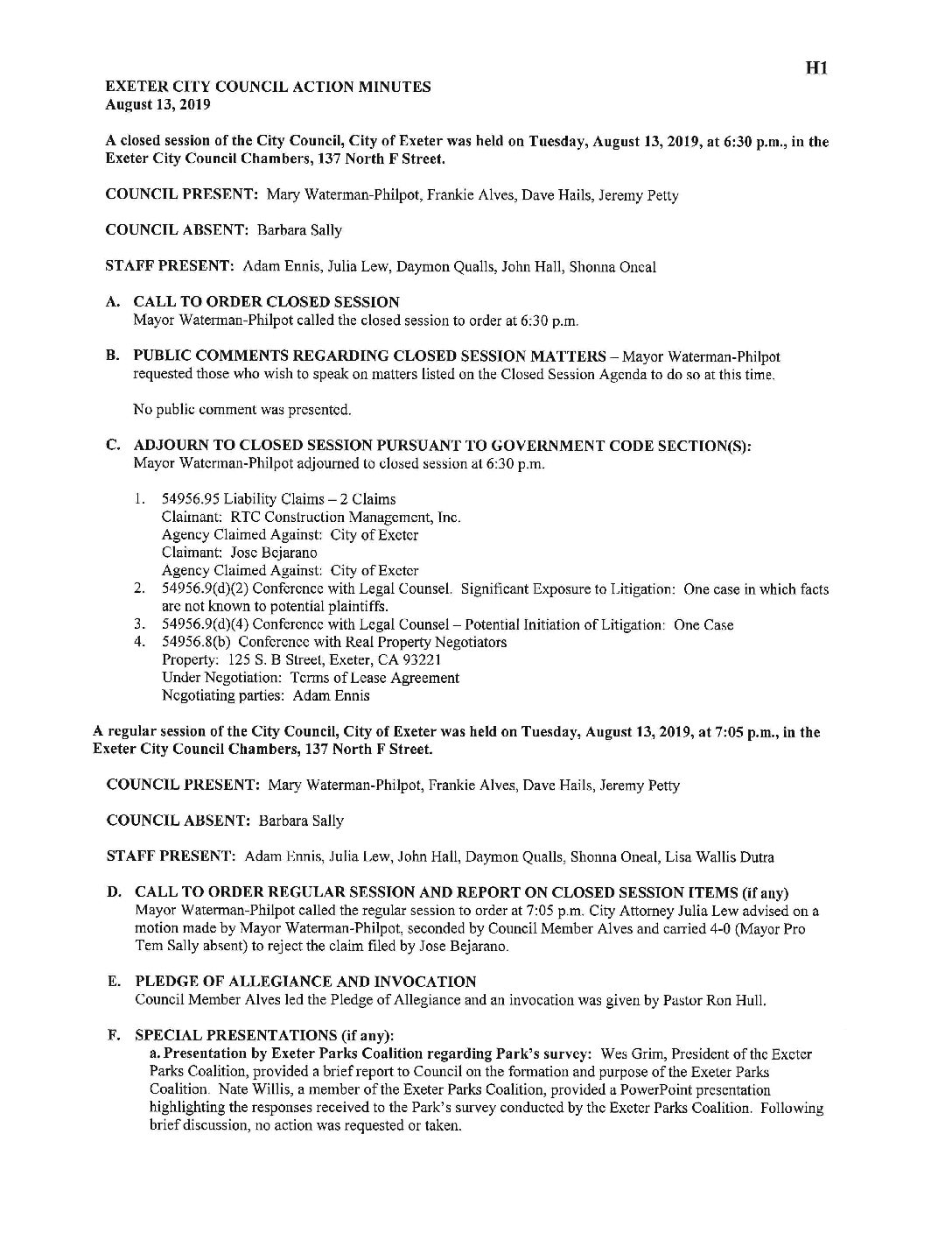 CC Staff Reports 082719