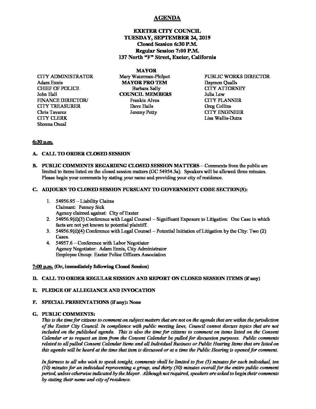 CC Agenda 092419
