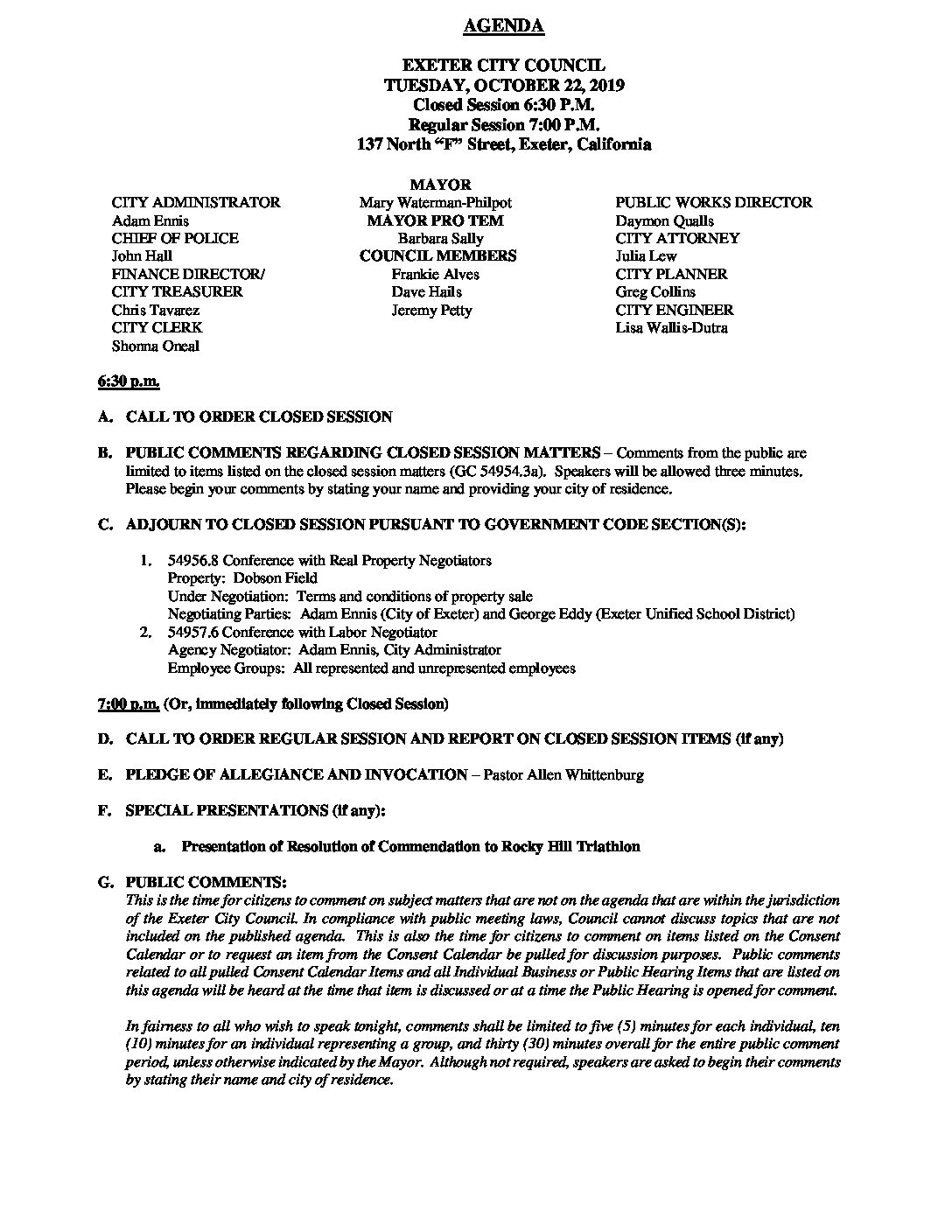 CC Agenda 102219