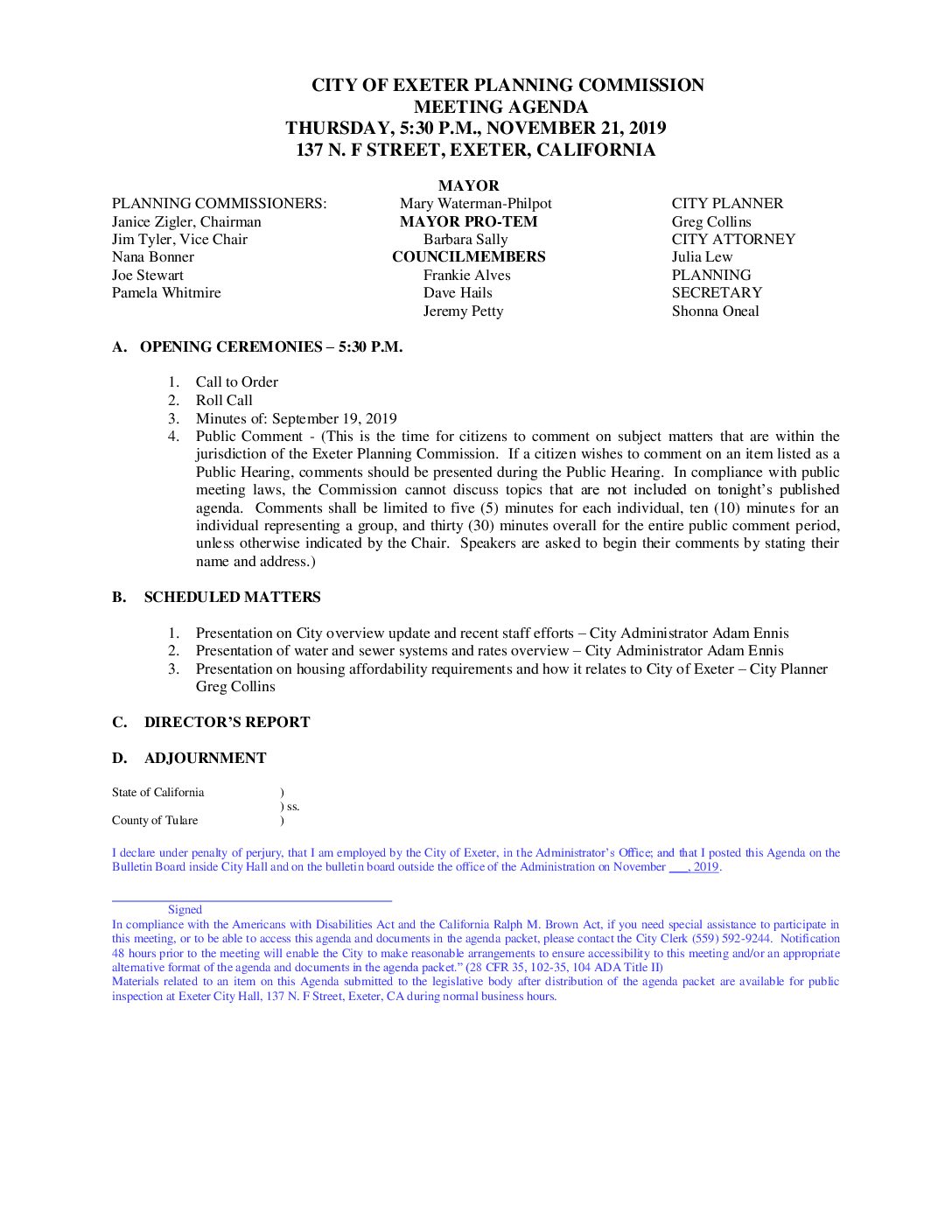 PC AGENDA November 21 2019