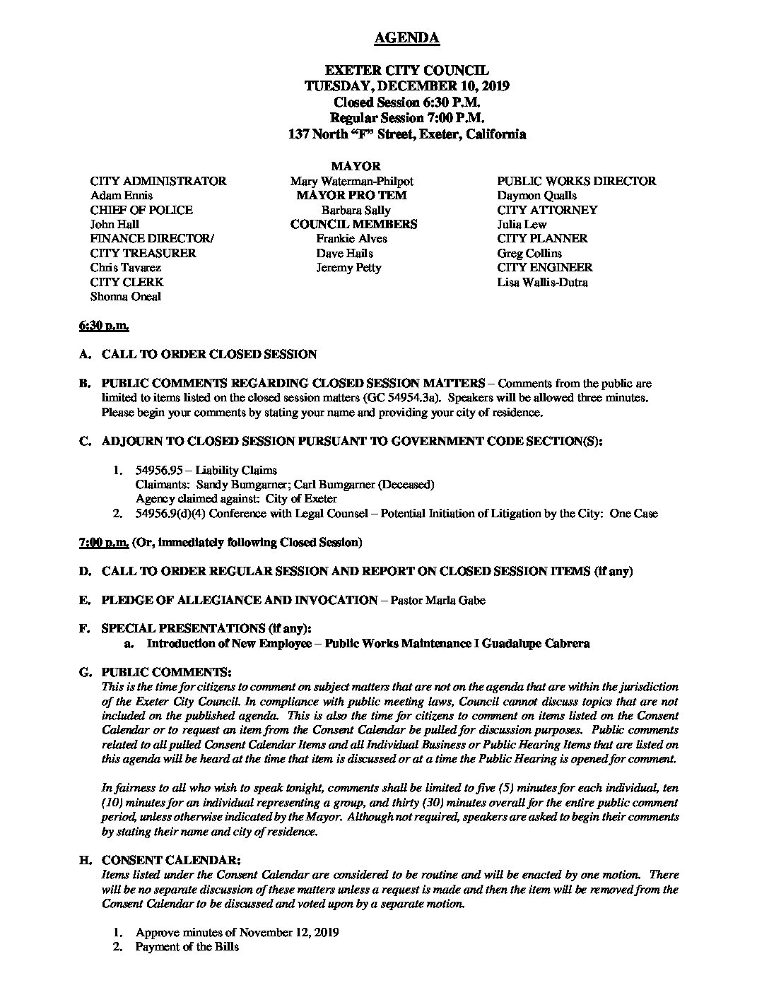 CC Agenda 121019 2