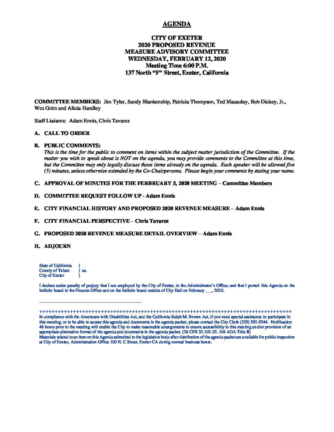 PRMAC Meeting Agenda Feb 12 2020
