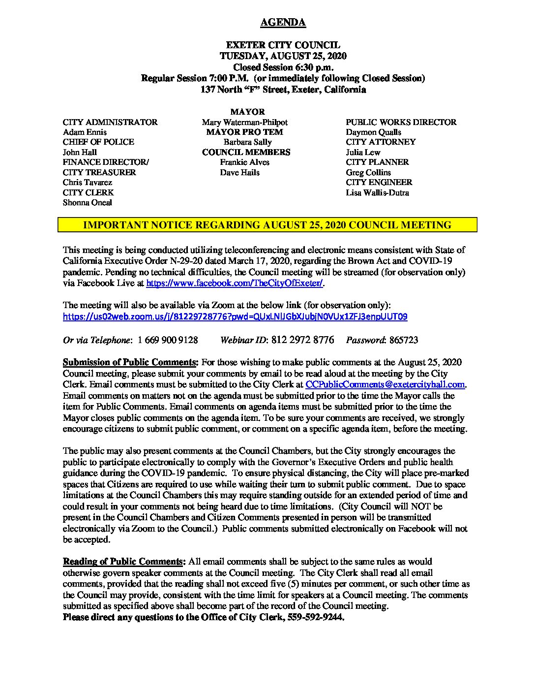 CC Agenda August 25 2020