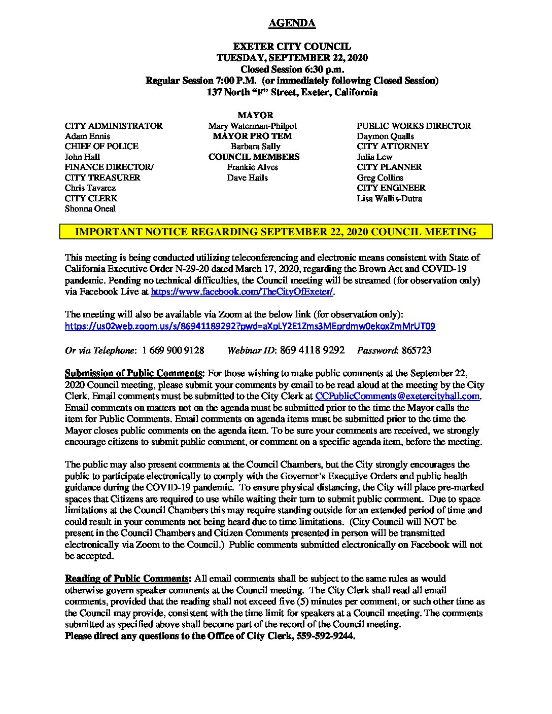 CC Agenda Sept 22 2020