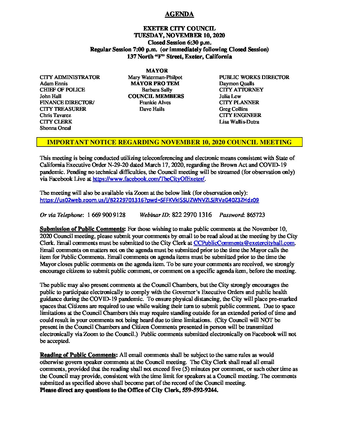 CC Agenda November 10 2020