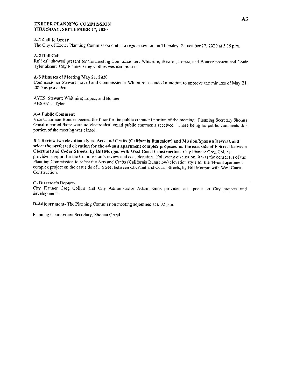 PC Staff Reports 111920