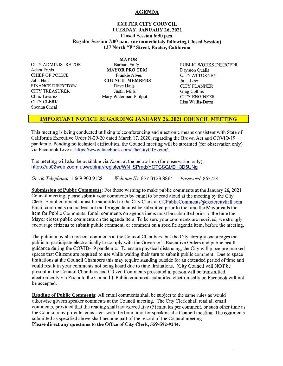 CC Agenda January 26 2021