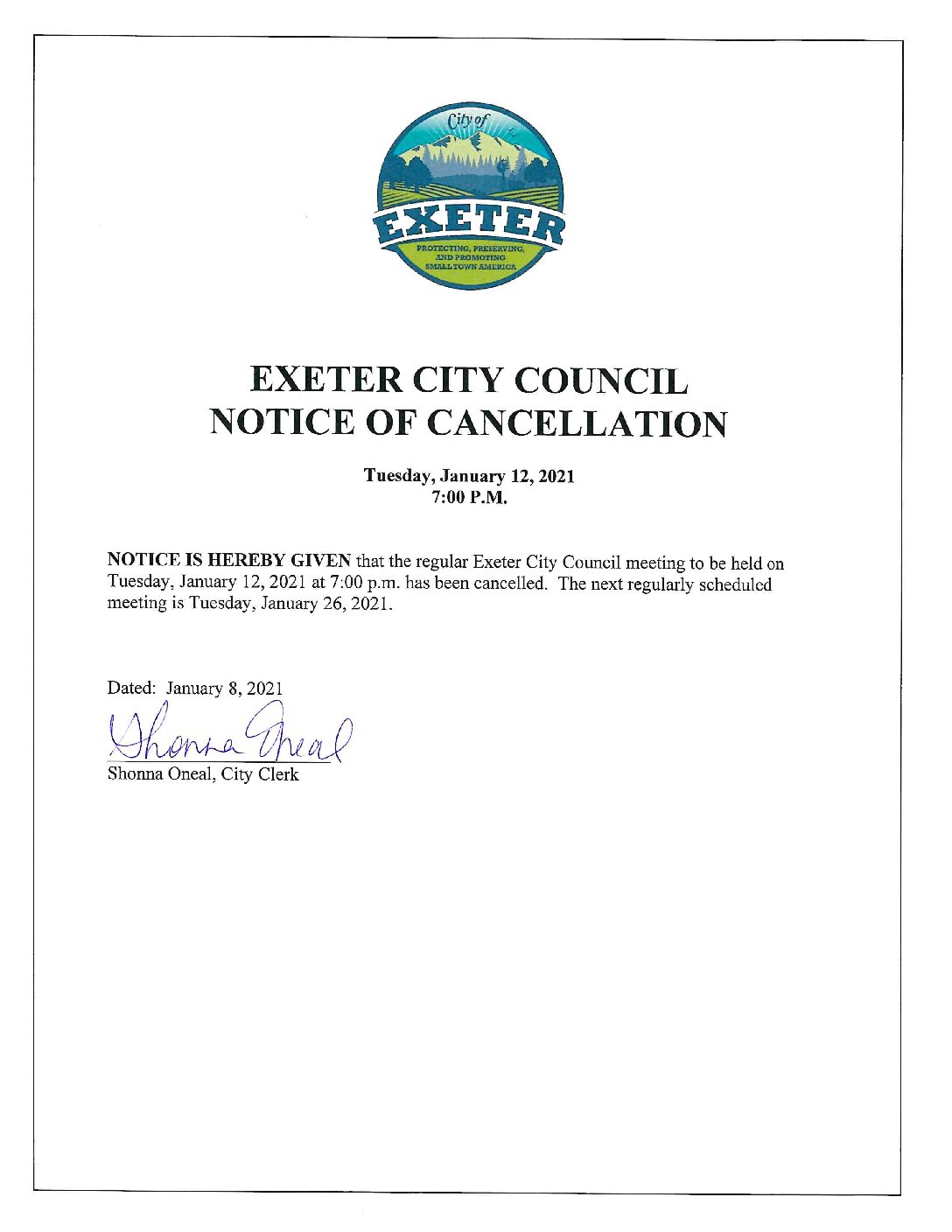 CC Ntc of Cancellation January 12 2021