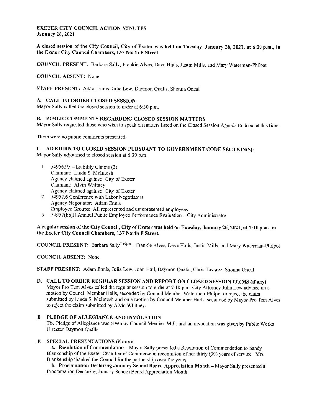 CC Staff Reports February 9 2021