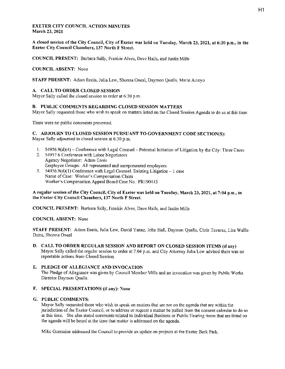 CC Staff Reports April 13 2021