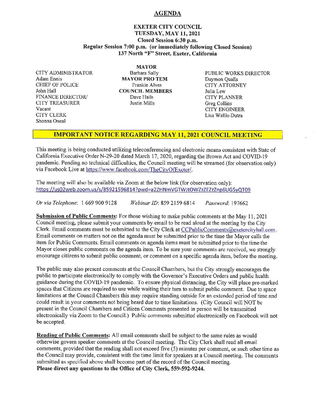 CC Agenda May 11 2021