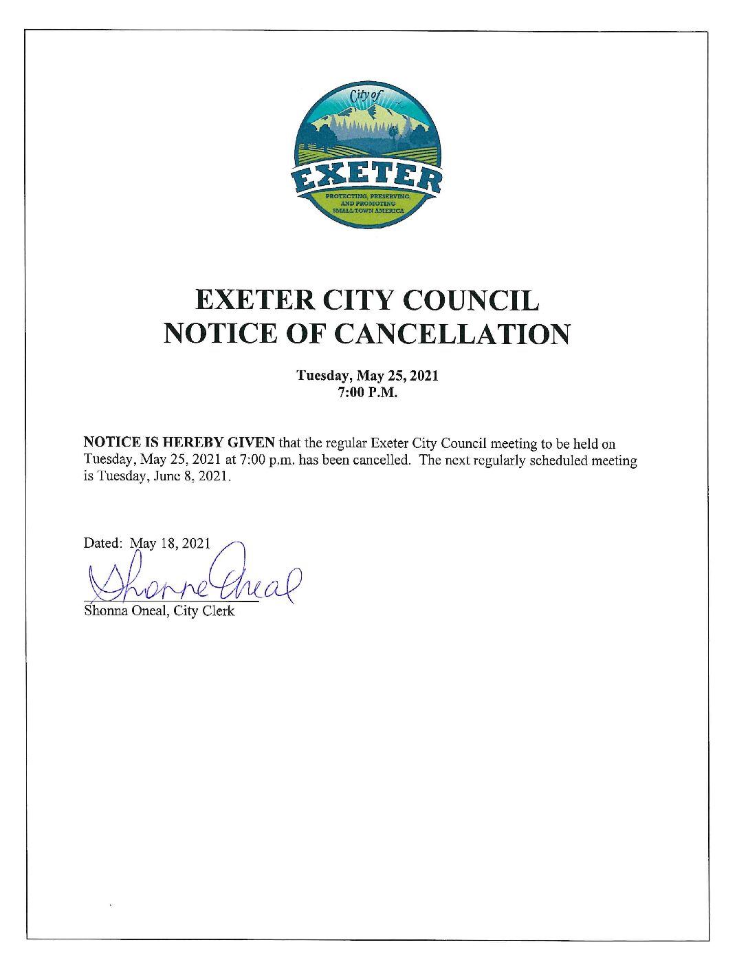 CC Ntc of Cancellation May 25 2011