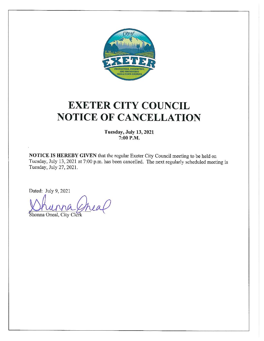 CC Ntc of Cancellation July 13 2021