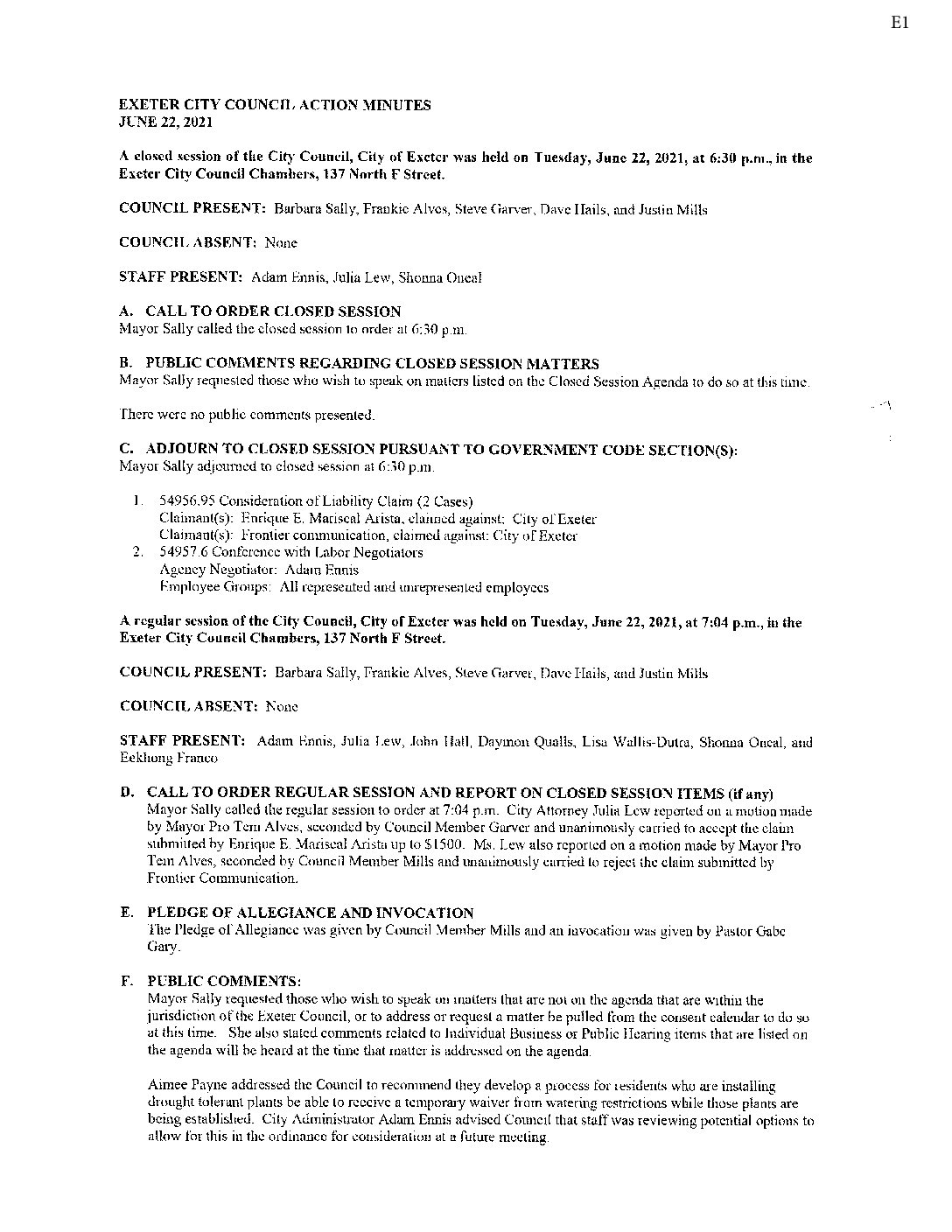 CC Staff Reports July 27 2021