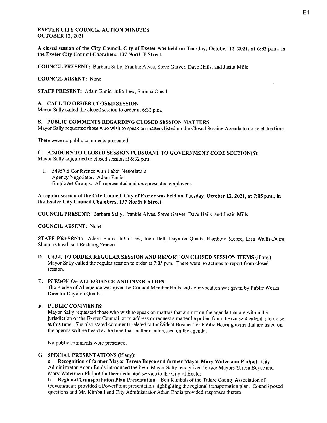 CC Staff Reports October 26 2021