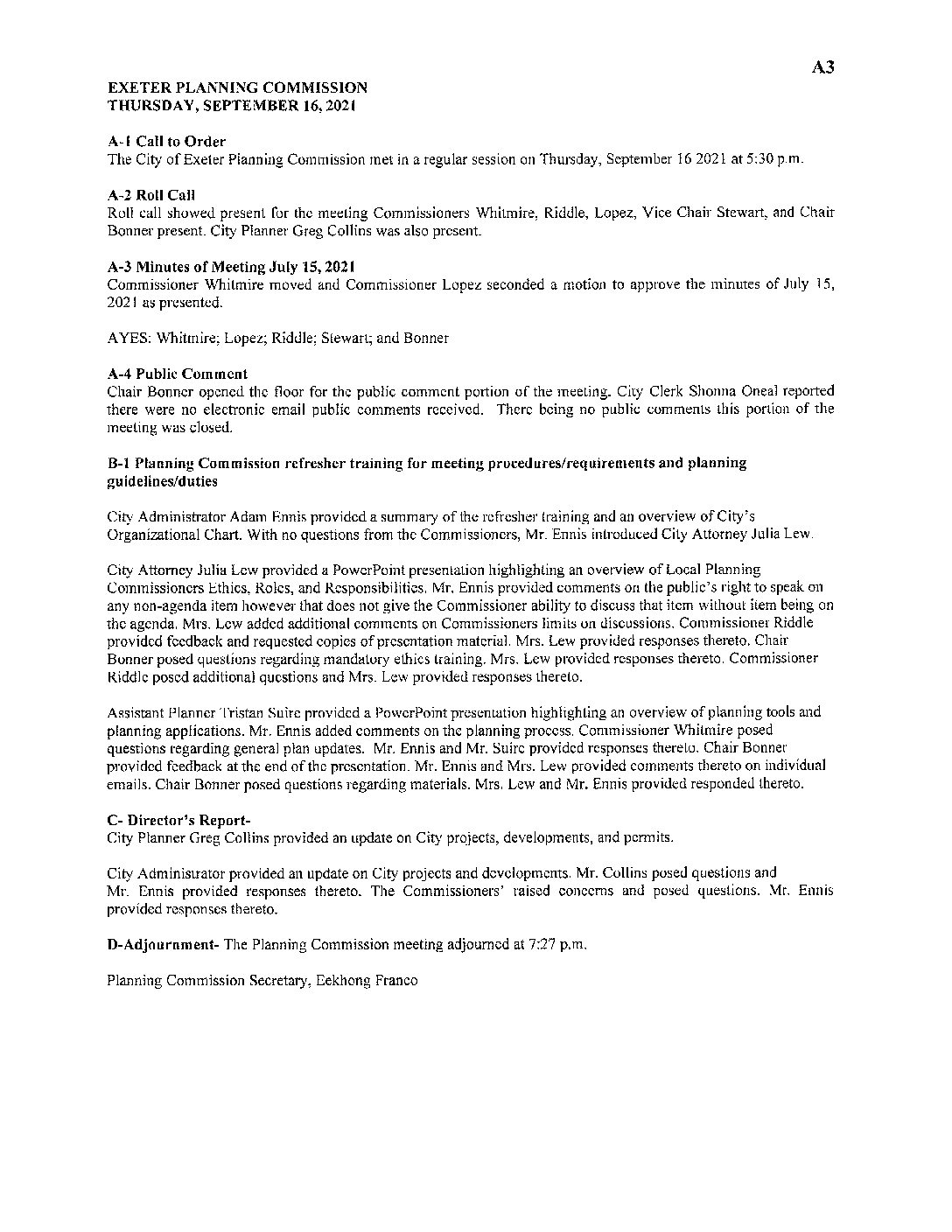 PC Staff Reports 111821