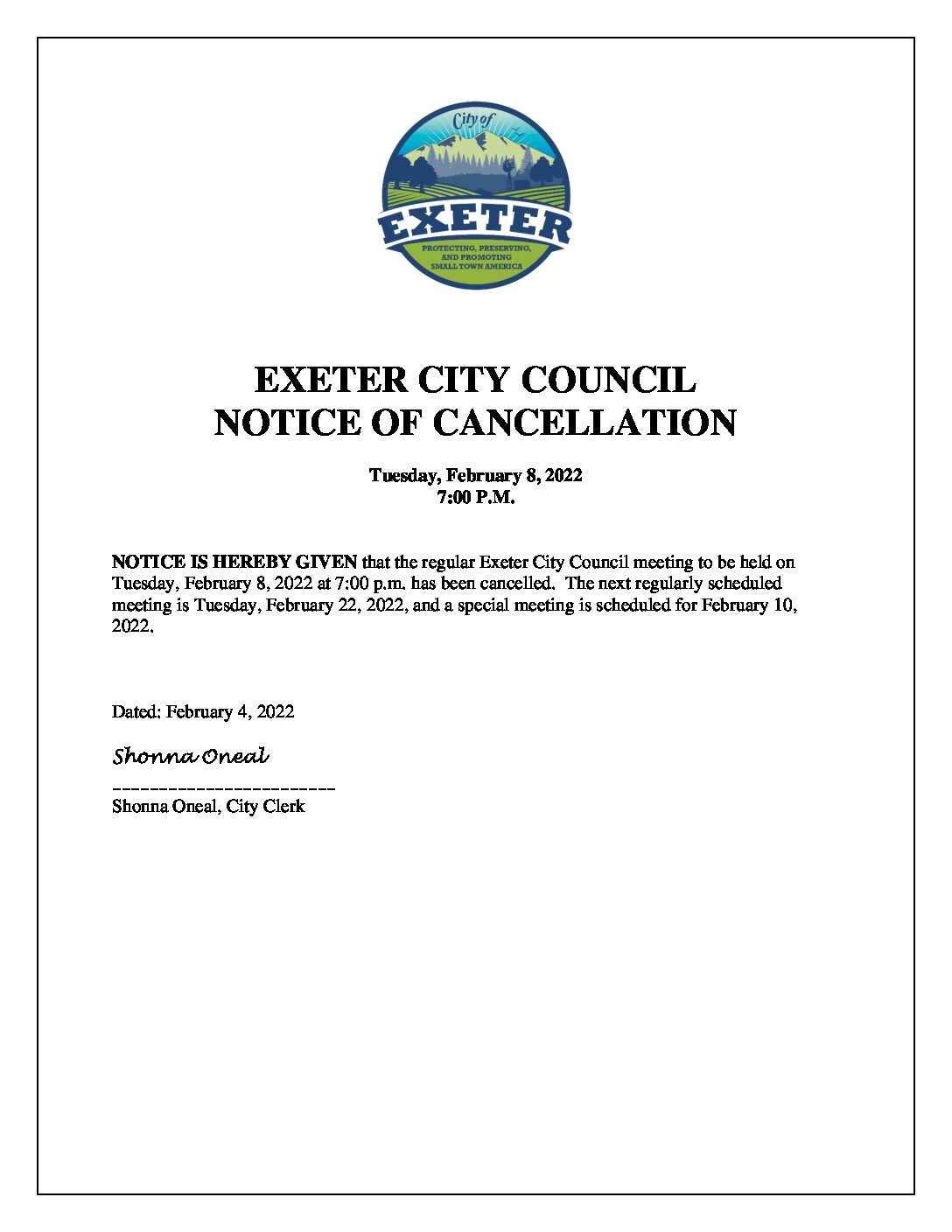 CC Ntc of Cancellation February 8 2022