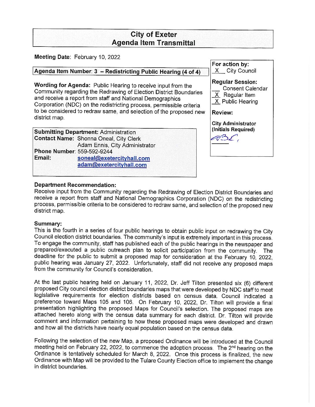 CC Staff Reports February 10 2022
