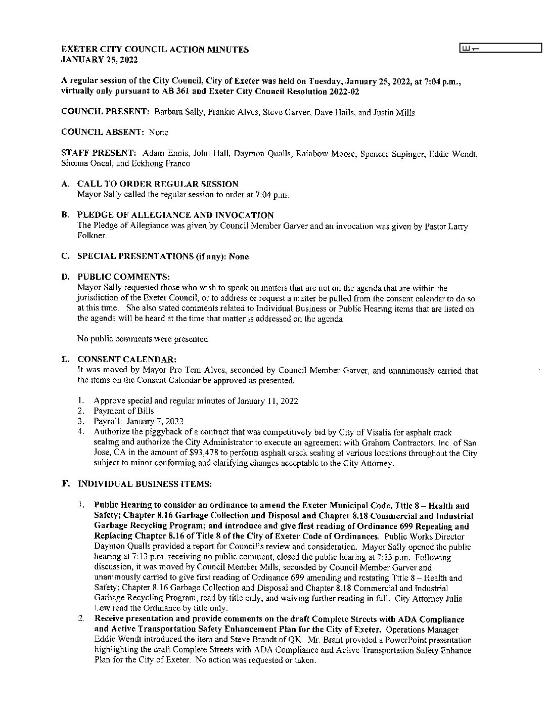 CC Staff Reports February 22 2022