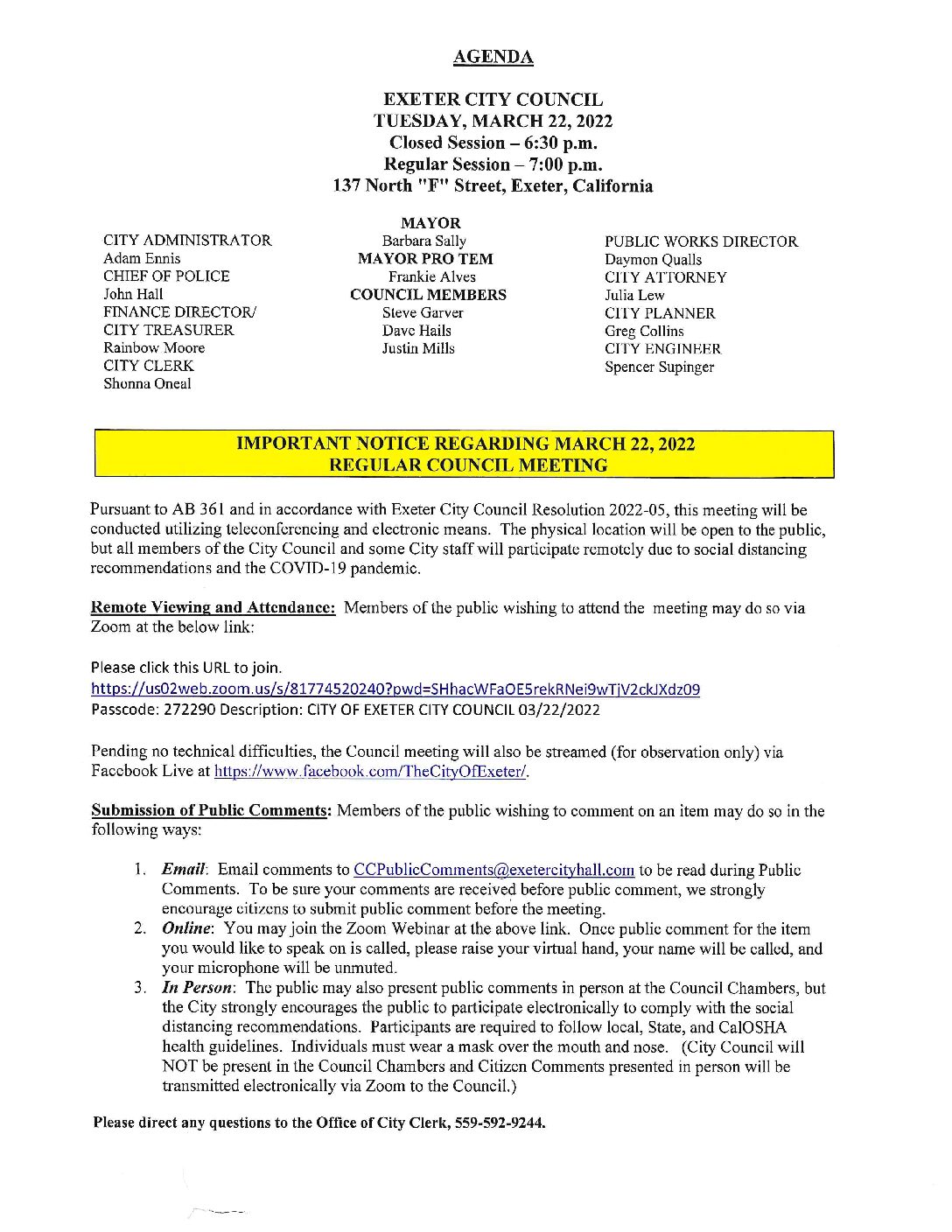 CC Agenda March 22 2022