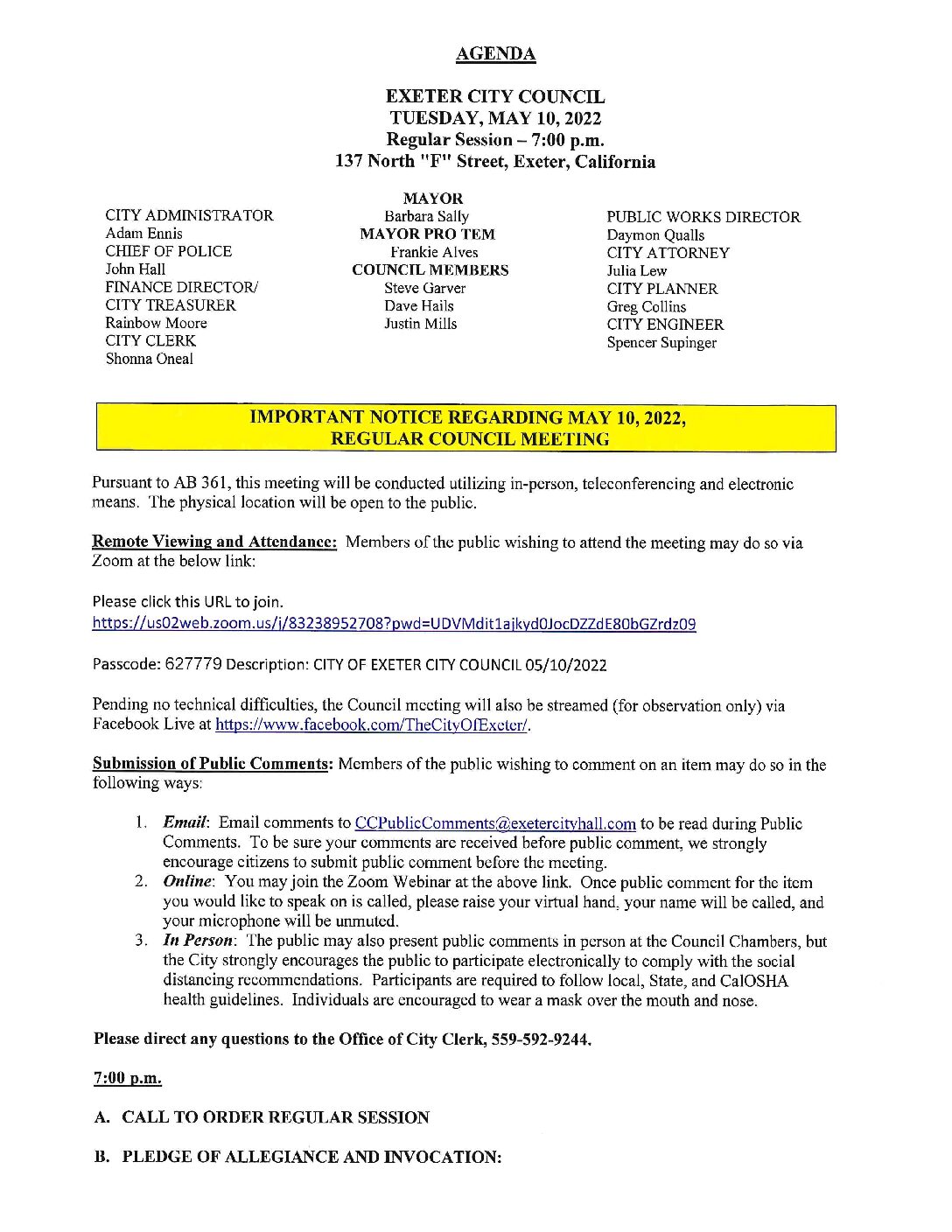 CC Agenda May 10 2022