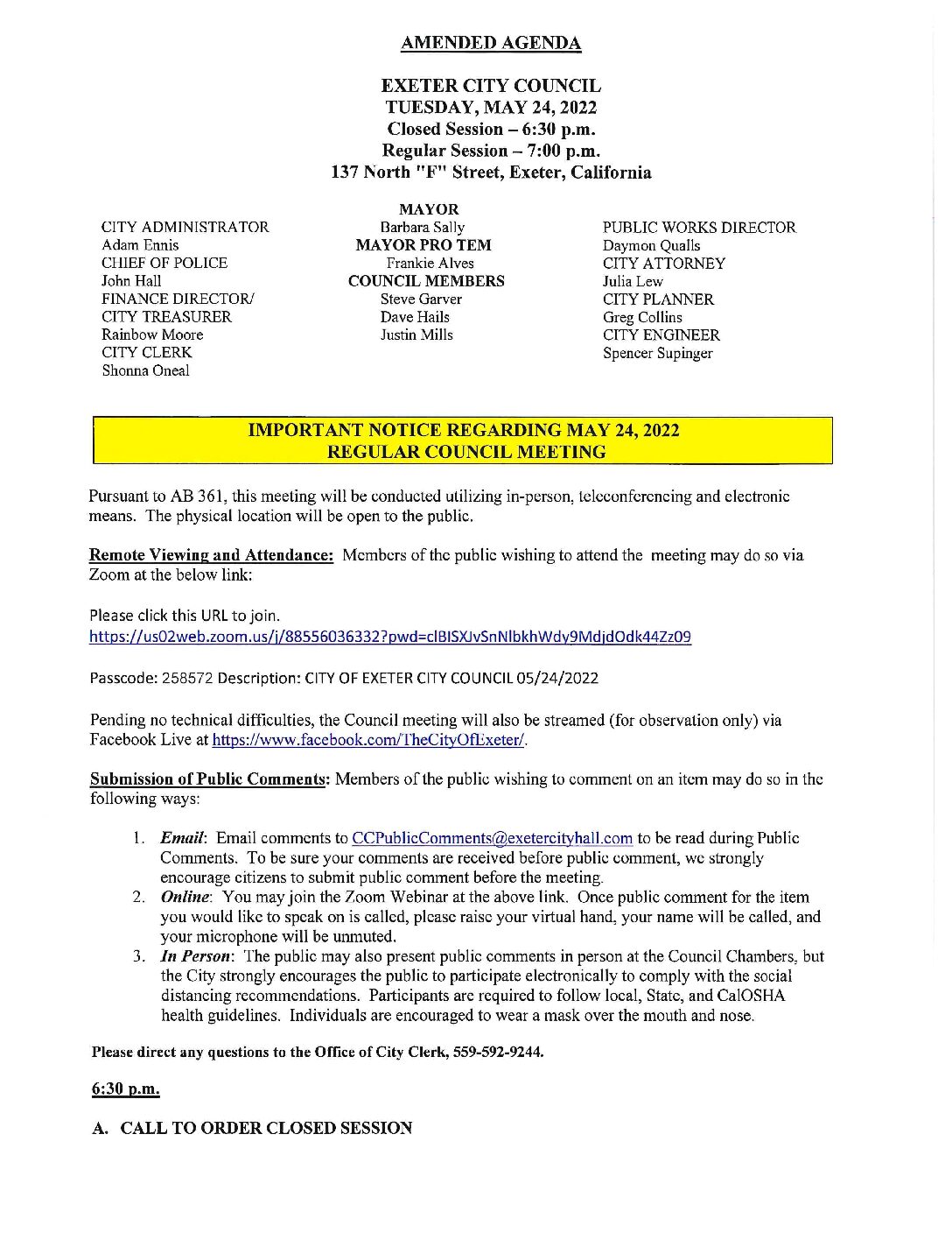 CC Amended Agenda May 24 2022