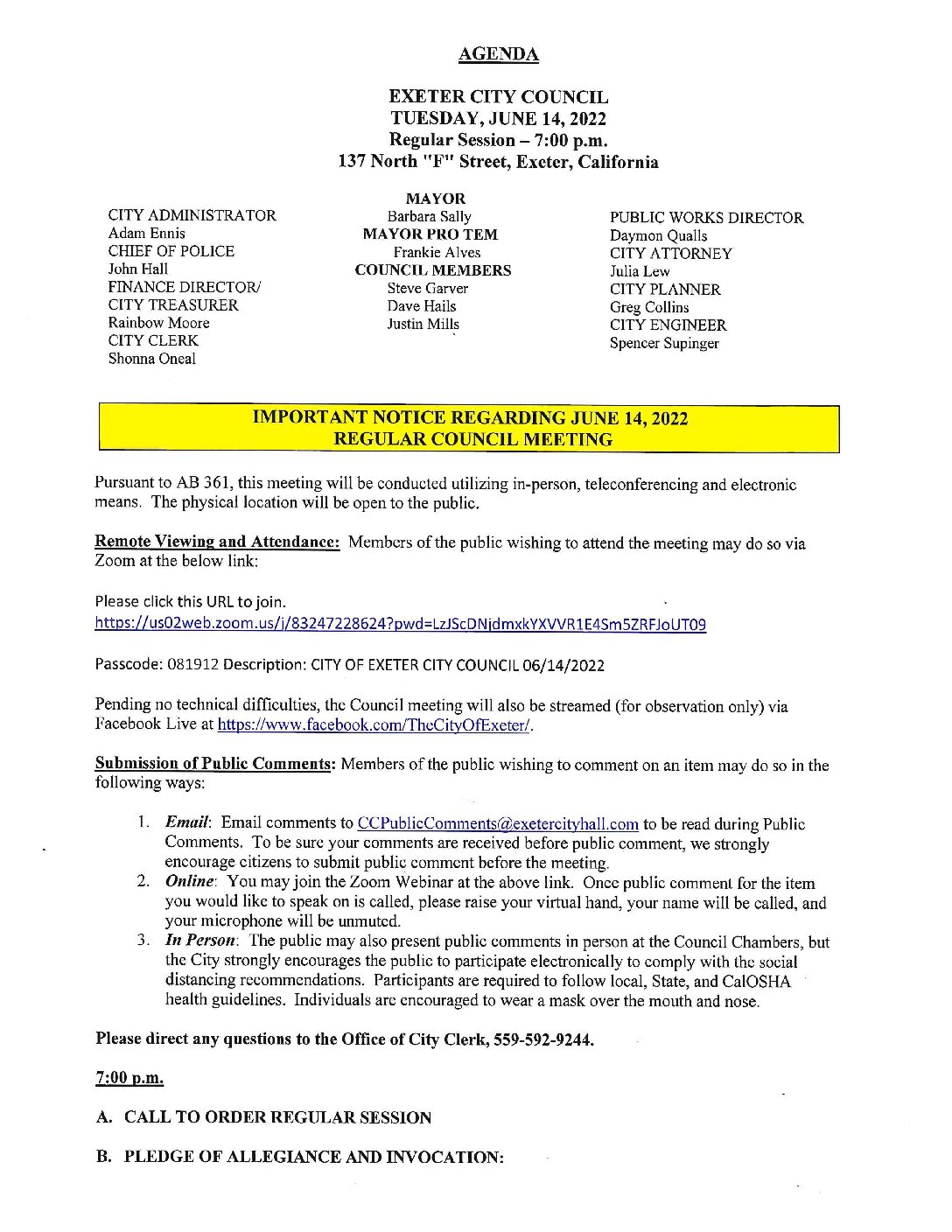 CC Agenda June 14 2022