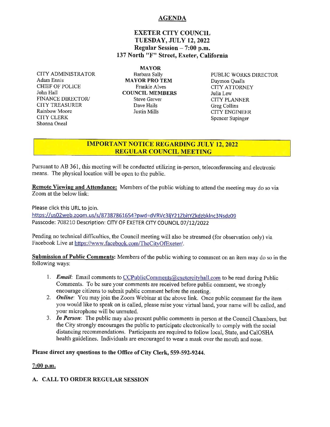 CC Agenda July 12 2022