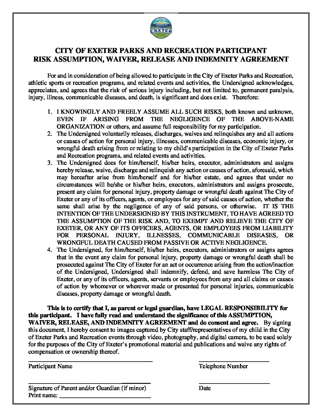 Parent or Guardian Release Form