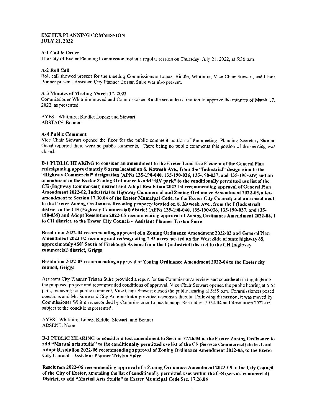 PC Staff Reports September 15 2022
