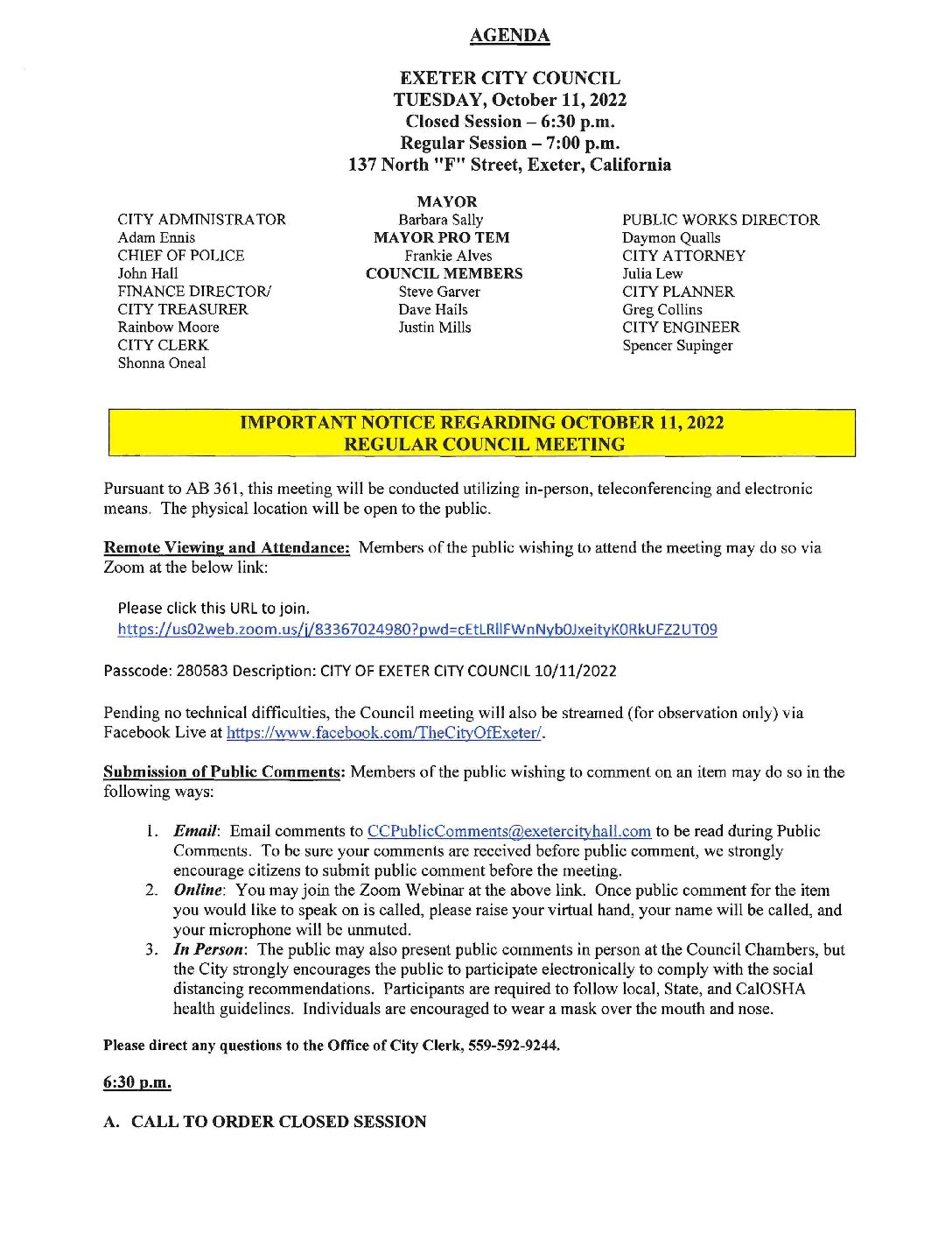 CC Agenda October 11 2022