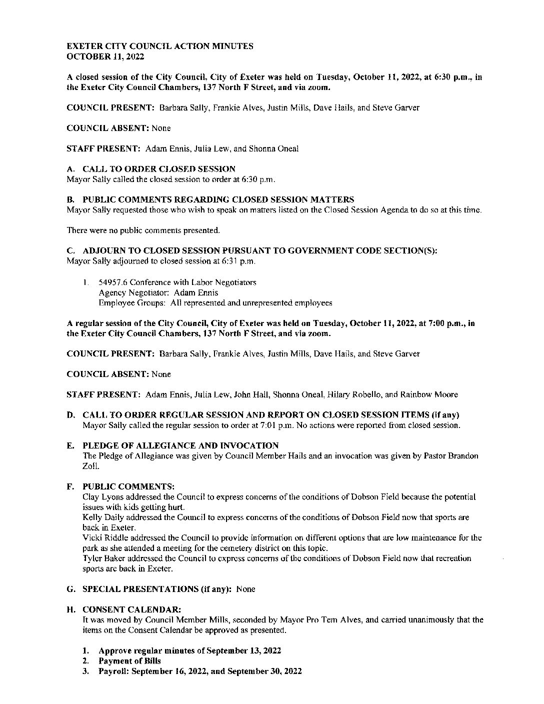 CC Staff Reports October 25 2022