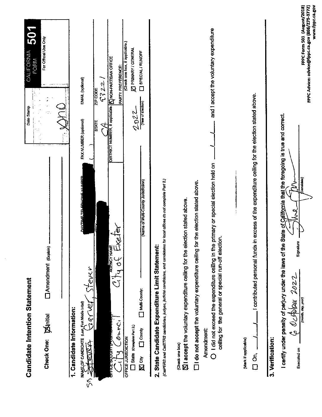 Form 501 Steve Garver