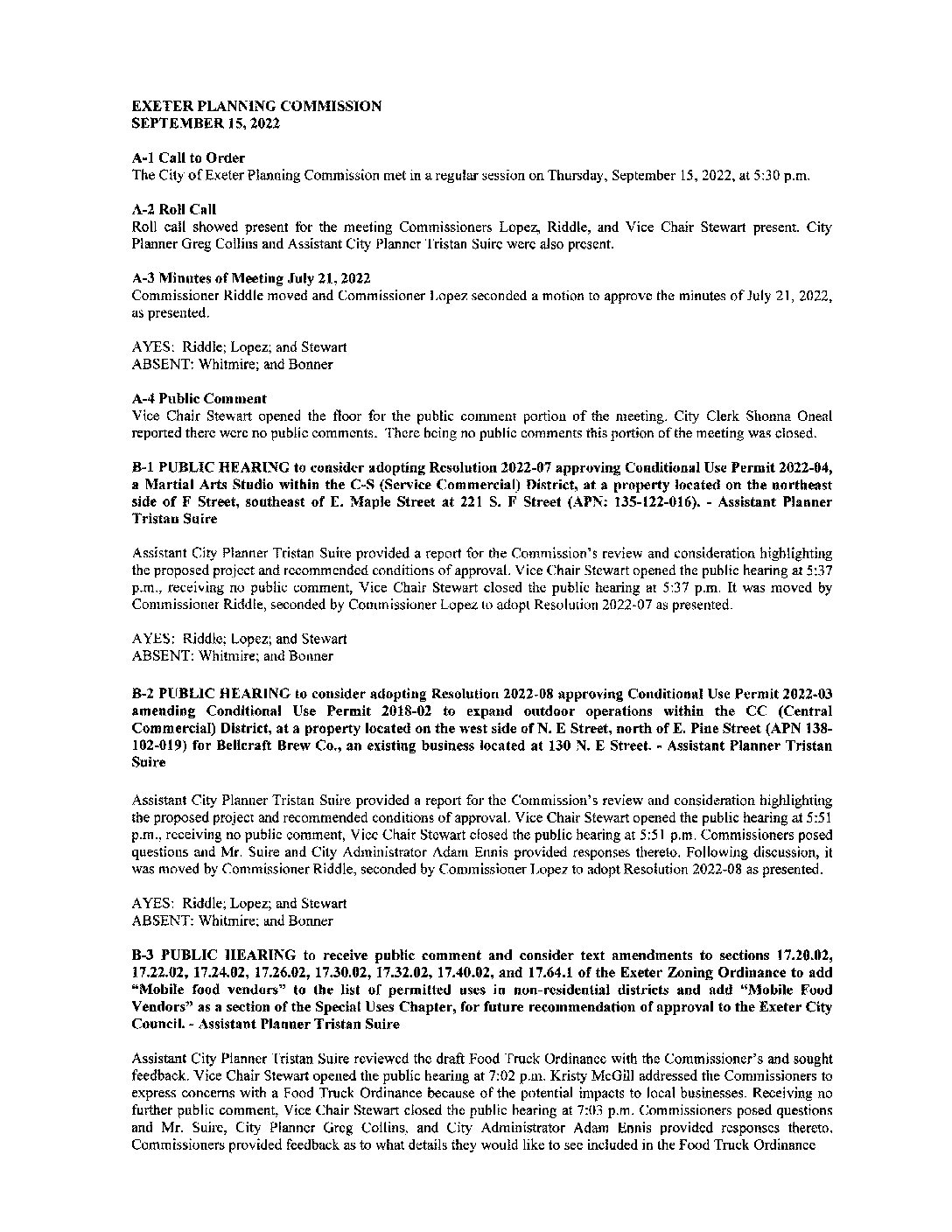 PC Staff Reports October 20 2022