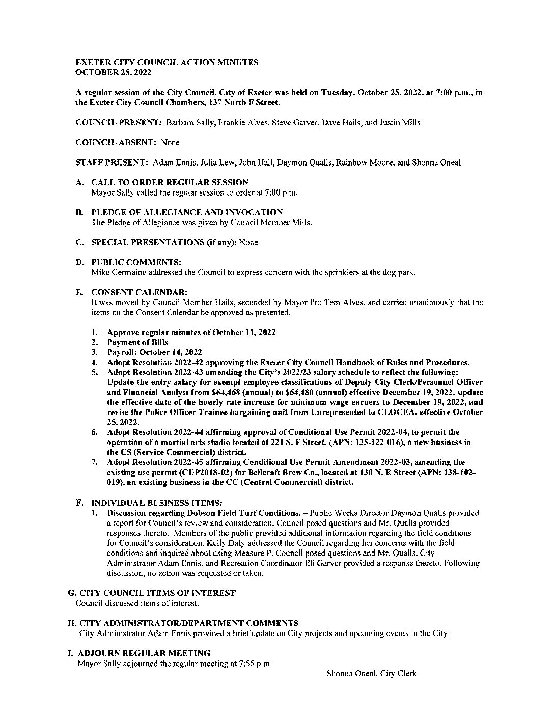 CC Staff Reports November 8 2022