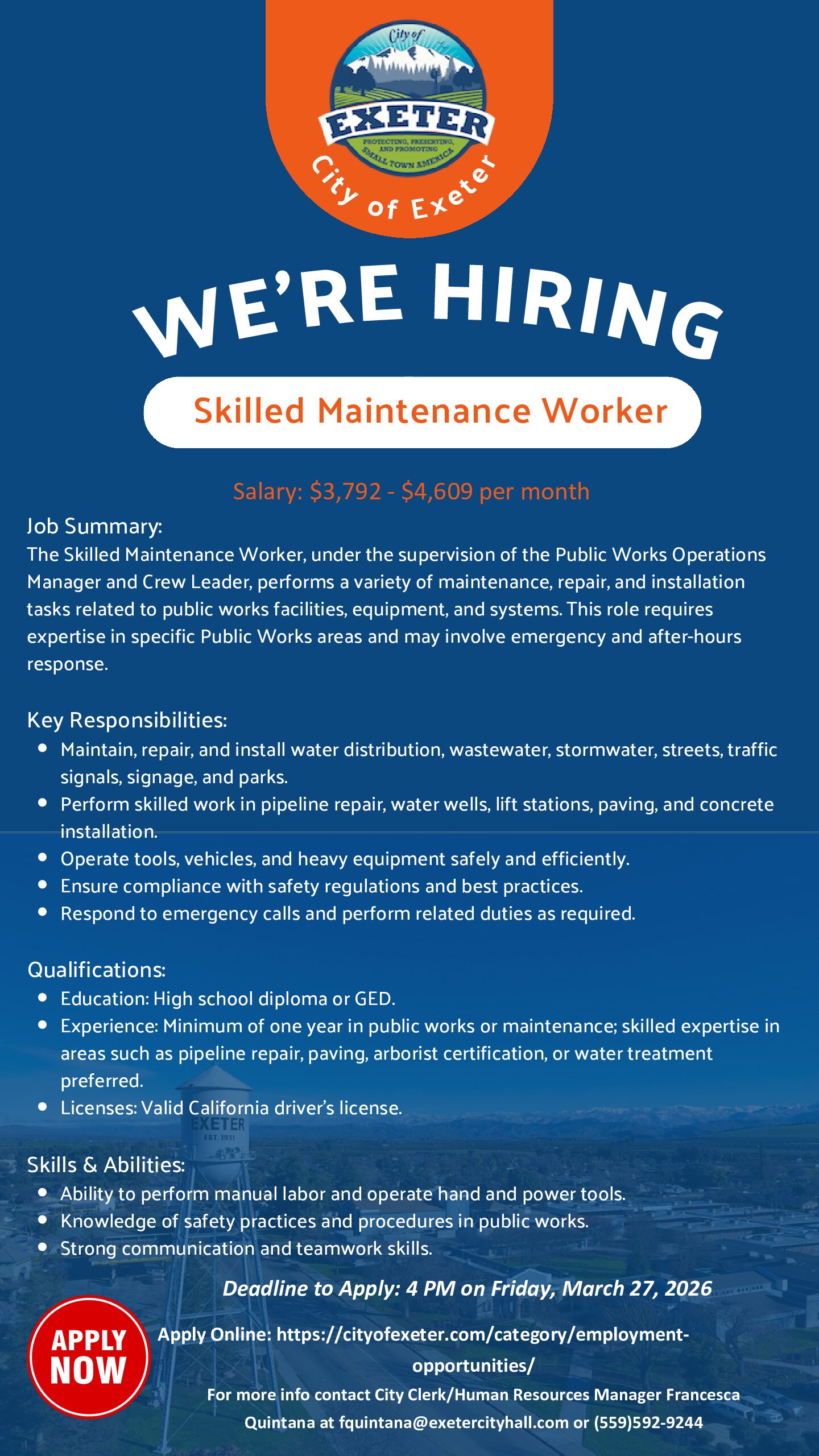 Skilled Maintenance Worker Job Flyer