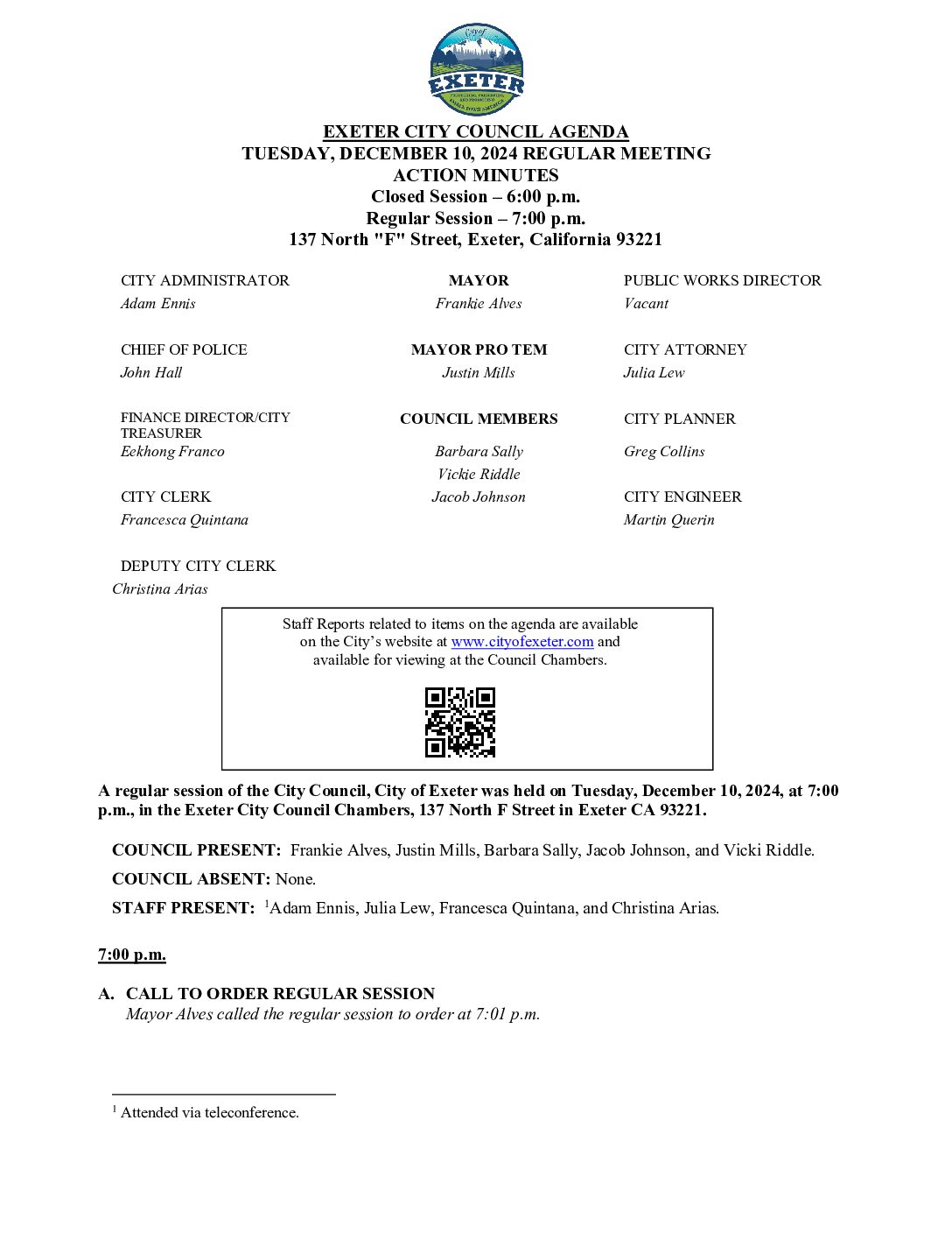 December 10, 2024 City Council Meeting Minutes