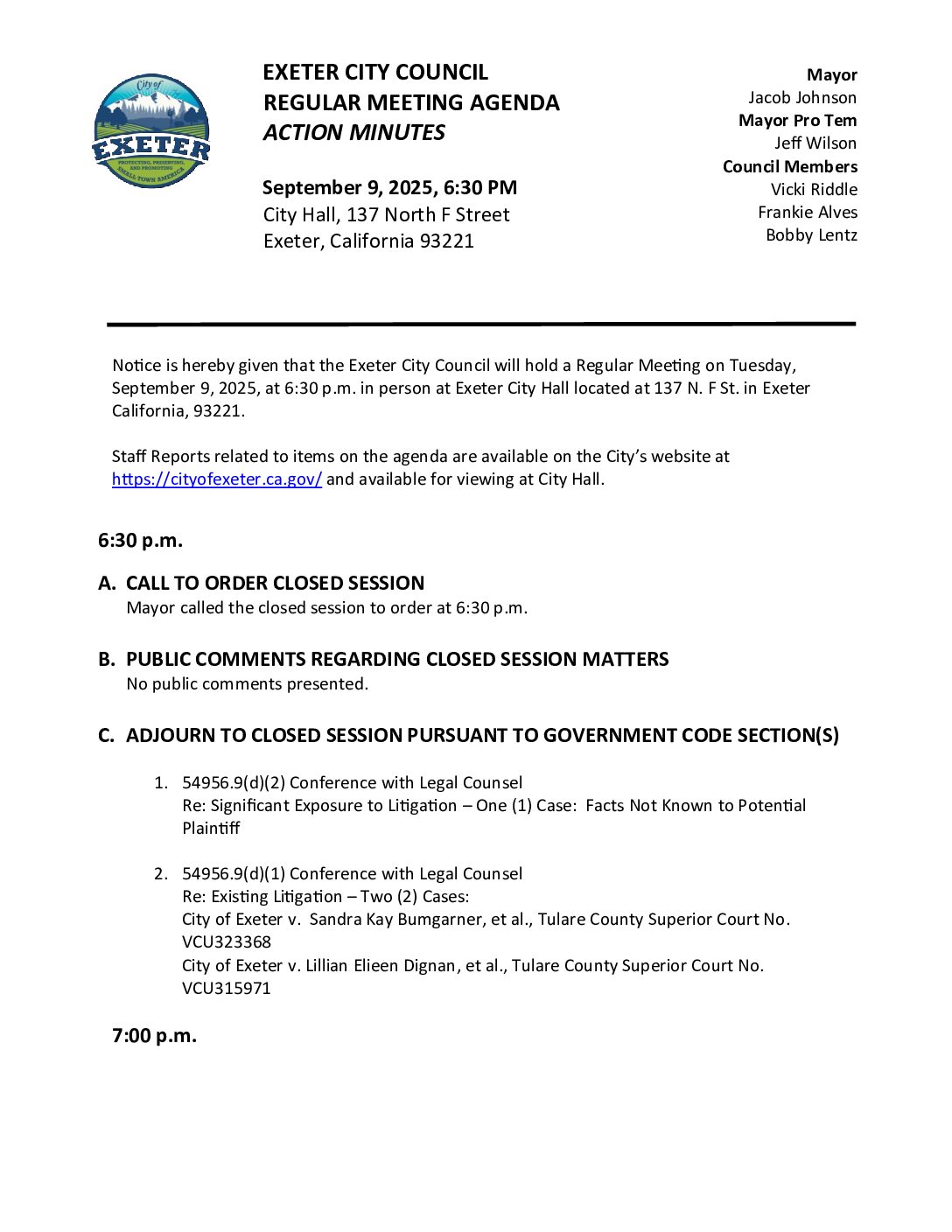 September 9, 2025 City Council Minutes