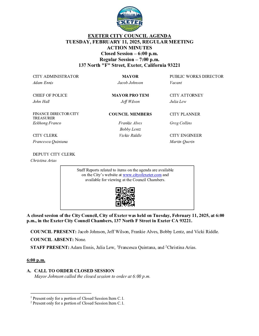 February 11, 2025 City Council Meeting Minutes